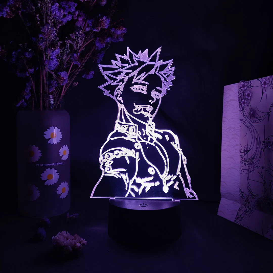 The Seven Deadly Sins Anime Figure Ban Silhouettes 3D Visualization Night Light Otaku Fans Room Decor Table Lamp Home Decoration images - 6