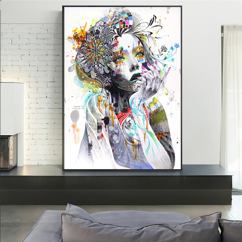 

Girl With Flowers Abstract Canvas Art Prints Girl With Butterfly Modern Wall Posters Pop Art Pictures For Living Room Cuadros