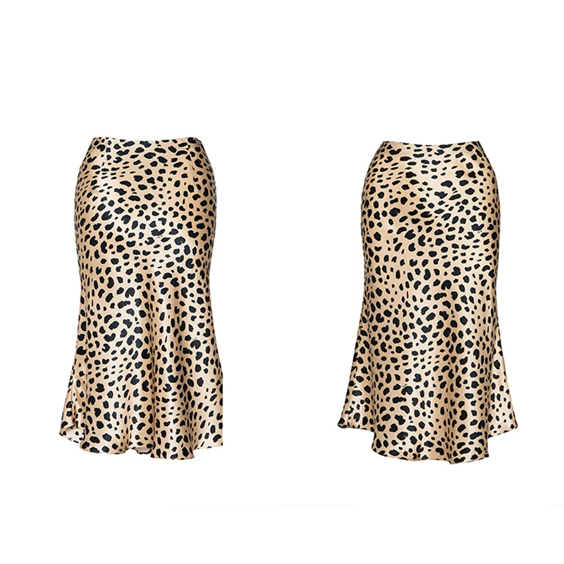 Женские винтажные юбки с высокой талией Юбка-миди леопардовым принтом