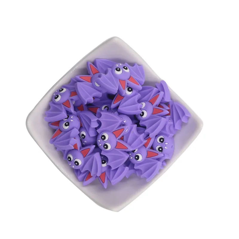 5Pcs Silicone Bat Beads Loose Chew Bead DIY Pacifier Chain Necklace Baby Teether Molar Toy | Teethers