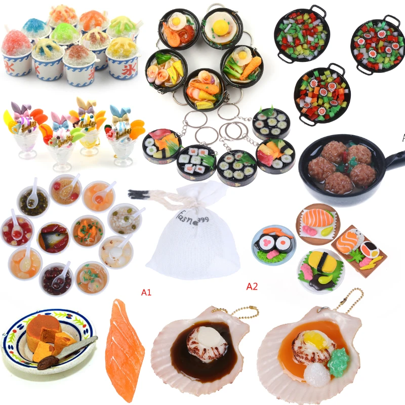 Миниатюрная японская морепродукты лапша суши Пломбир лососевый вид еда для