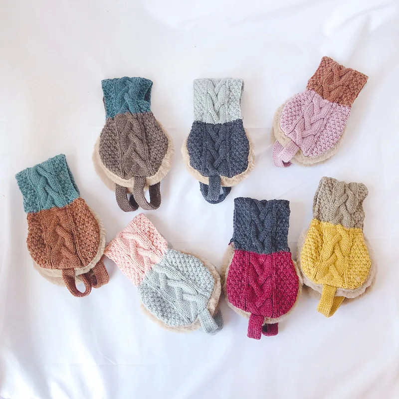 

Winter Knitting Earmuffs for Kid Warm and Anti-Freeze Various Color Movable Ear Cover Unisex J99Store