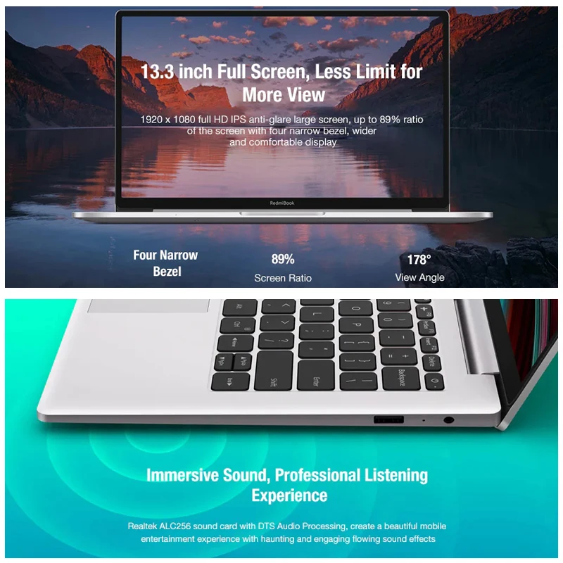 Ноутбук Xiaomi RedmiBook 13 ультратонкий ноутбук с процессором Intel Core i7-10510U/i5-10210U GeForce MX250 8