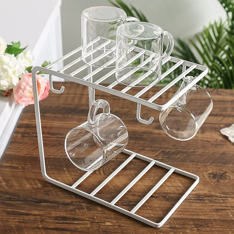 

Water Cup Iron Holder Household Simple Ceramic Cup Holder Bookshelf Wrought Iron Coffee Cup Holder Mug Shelf