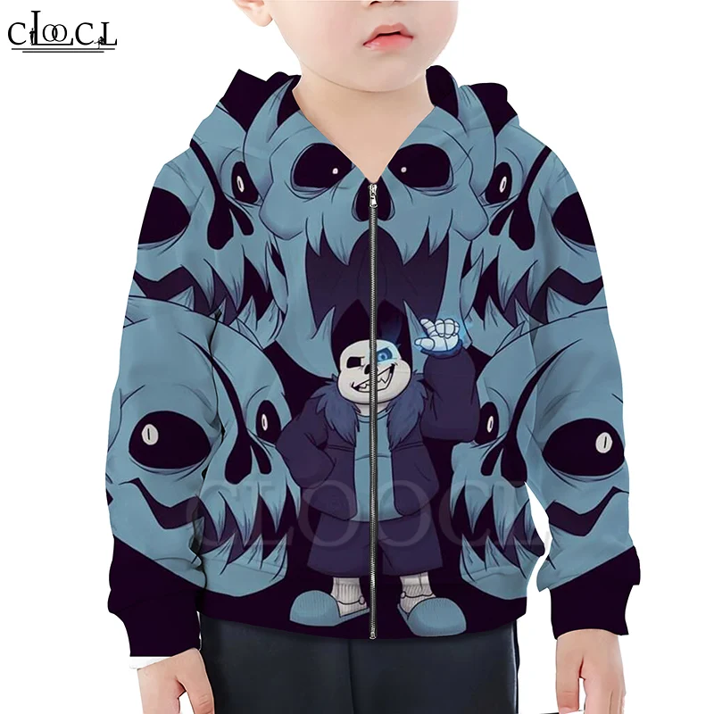 

CLOOCL Family Fitted Games Undertale Sans Zipper Hoodies Boy Girl 3D Print Character Children Zipper Hooded Fashion Casual Tops