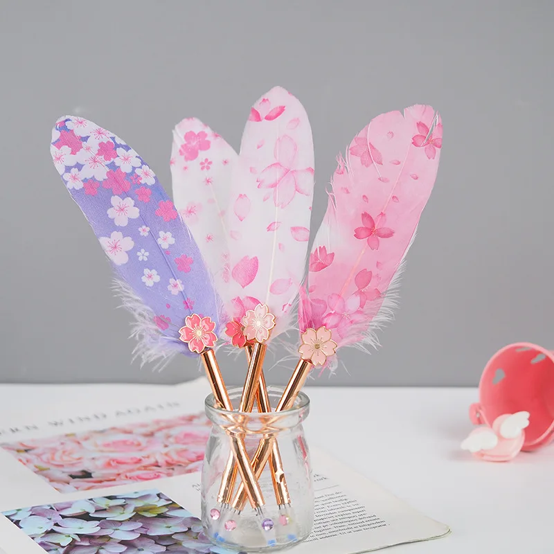 4 шт. гелевые ручки звездное небо креативные вишневые цветы перо кавайные