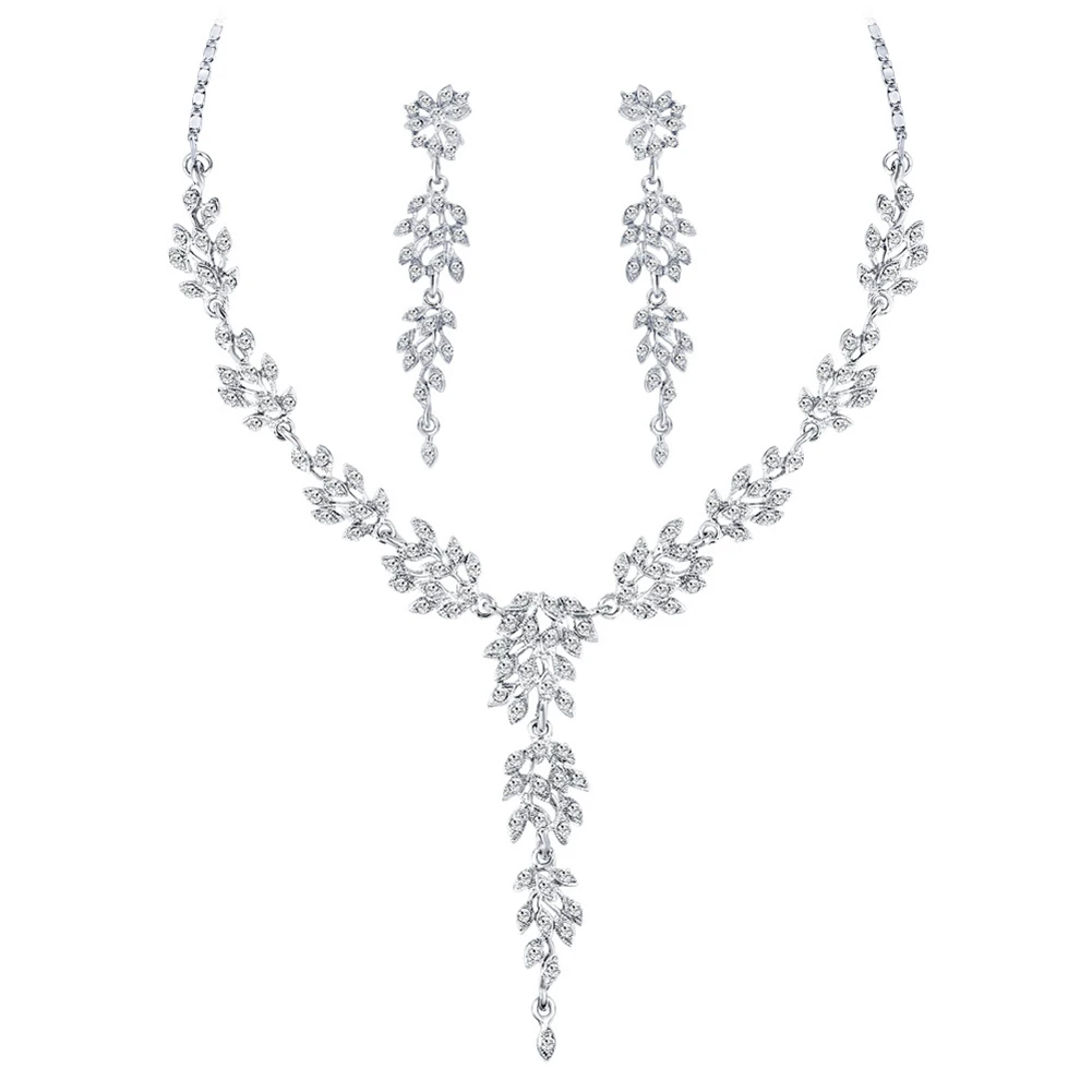 Модное рождественское ожерелье со стразами в виде листьев Sieraden, серьги для женщин, свадебные наборы украшений Joyas, подарки на год, шик