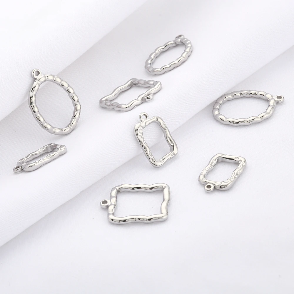 10 шт./компл. квадратные/прямоугольные/Овальные Полые Подвески из нержавеющей