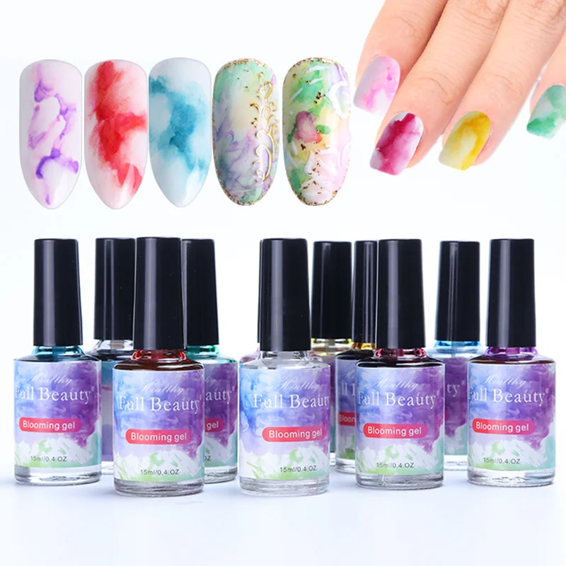 

12 Bottle Gel Nail Polish Blooming Flowers Watercolor Smoke Ink Gel Gradient Marble Painting Varnish Nail Designs Set