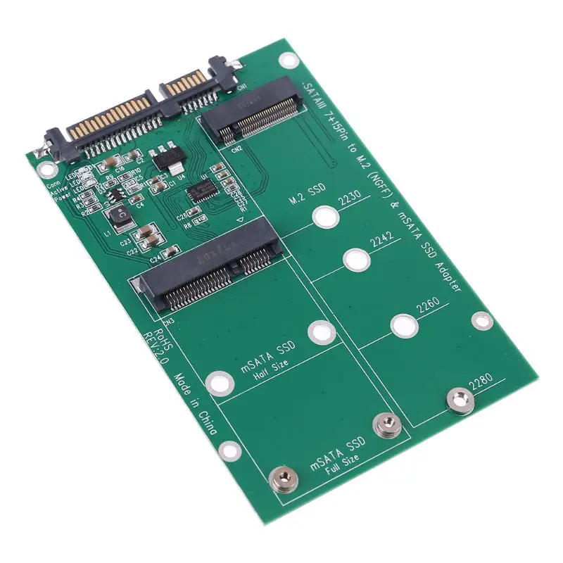 

mSATA & M.2 (B-Key NGFF) 2in1 Sized Multiple SSD to SATA 3 III Adapter Converter