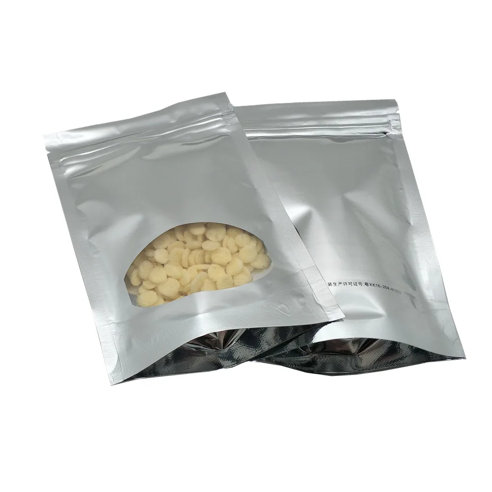 50 шт./лот Серебристая упаковка с молнией из алюминиевой фольги круглыми окнами