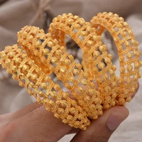 4pcslot dubai cuff bangles ethiopian gold color bangle for women dubai bride wedding bracelet african arab jewelry middle east