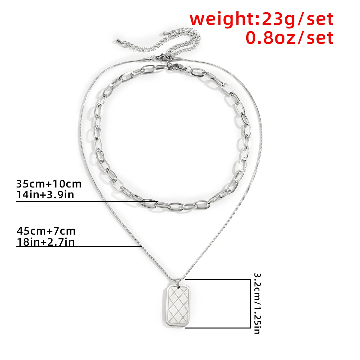 

Lacteo Neo Gothic Geometric Square Pendant Necklace For Women 2021 Fashion Trendy Multilayer Stainless Steel Choker Necklace