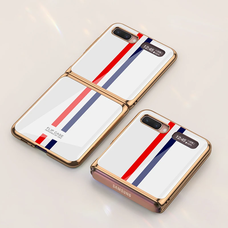 Chapeamento de Vidro Case do Telefone para Samsung Capa para Samsung Luxo Duro Galaxy Flip Fold 2 Case Proteção Completa z
