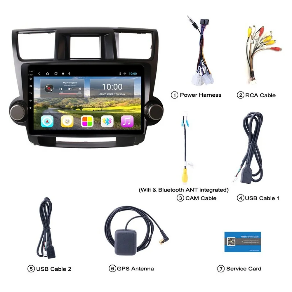 Android Восьмиядерный автомобильный радиоплеер для TOYOTA HIGHLANDER 2009-2014 GPS-навигация с Wifi