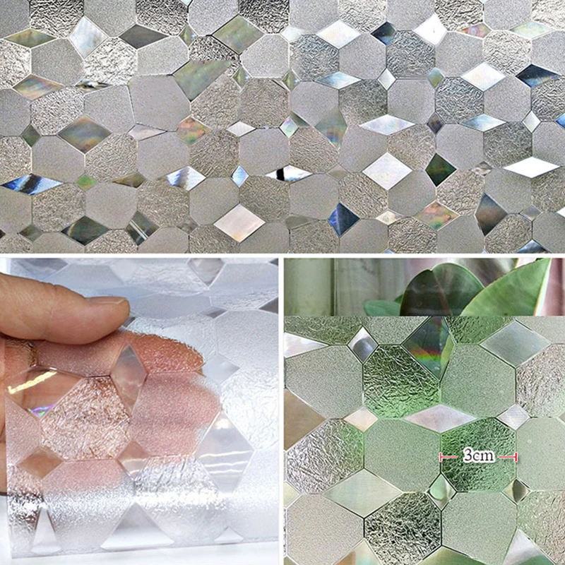 

3D Window Glass Anti UV Self-adhesive Rainbow Sticker Privacy Window Film 3D Static Decoration Self Adhesive Film for UV Blockin