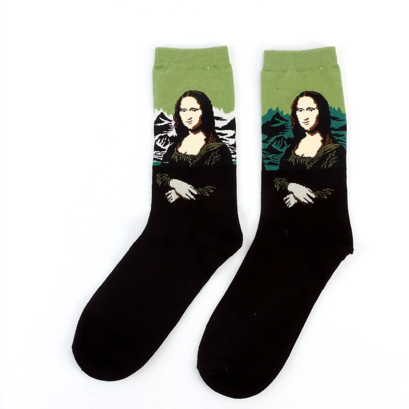 Cotton Socks Men Starry Night Winter Retro Women Personality Art Van Gogh Socks Oil Painting Socks Funny Happy Socks Male socken - Color: 1
