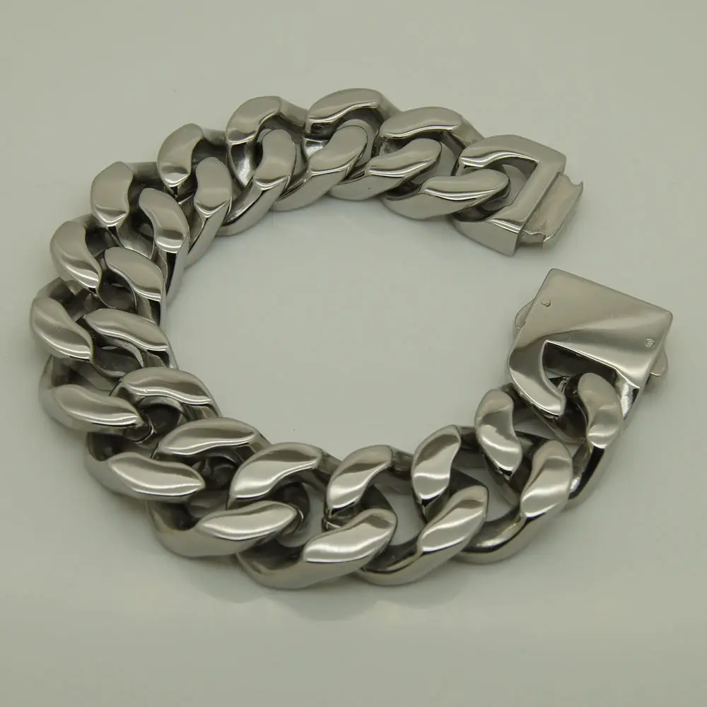 

20 мм тяжелый в стиле «хип-хоп» для мужчин велосипед серебряный браслет Цвет 316L нержавеющая сталь Снаряженная Кубинский звено цепи браслеты ...