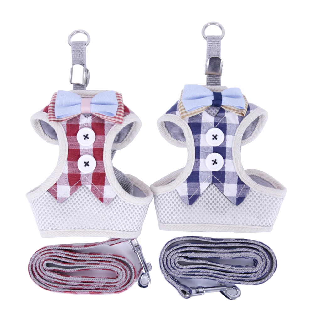 Жилет для кошек и собак регулируемый костюм с бантиком смокинг дышащий милый