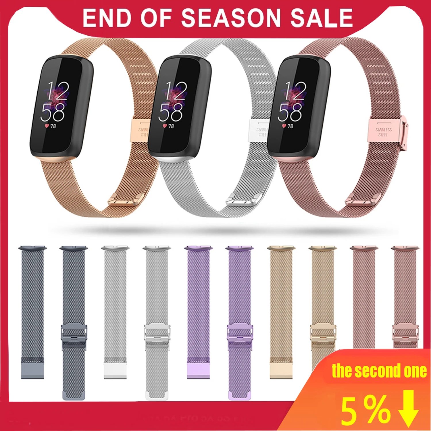 

Ремешок для часов Fitbit Luxe, металлический браслет из нержавеющей стали, с регулируемой петлей, сменный Браслет для часов