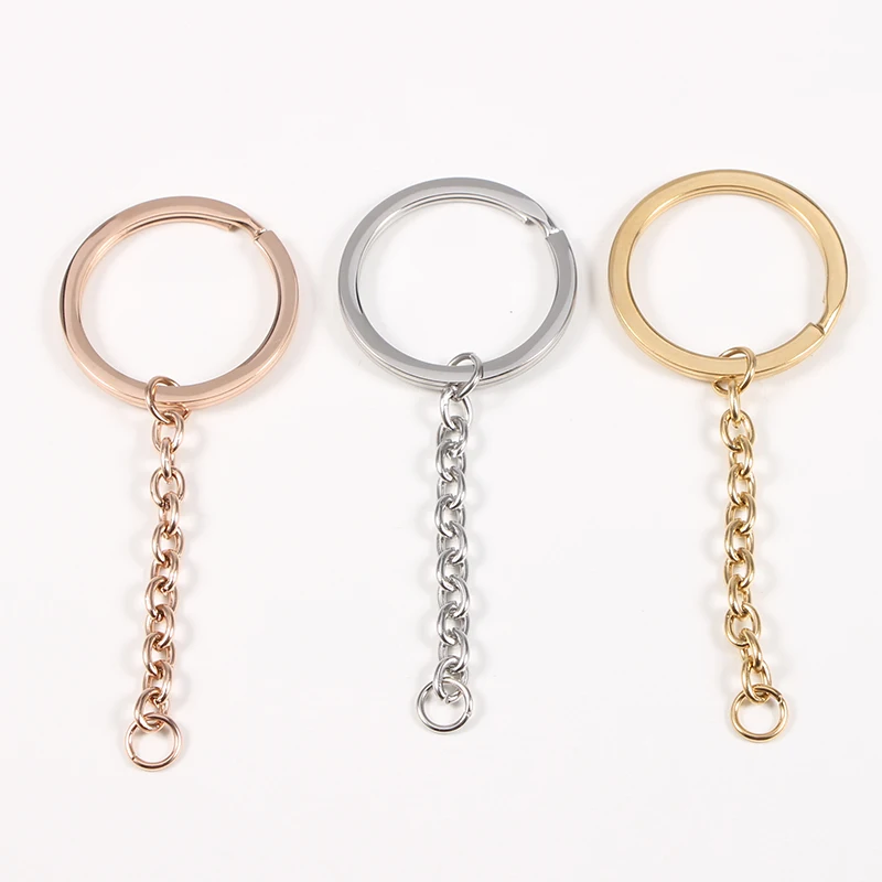 

Key Chains Stainless Steel Mirror Polished Keychains Key Chain DIY Wholesale 30mm Chains Hanging Keyring 20pcs/lot