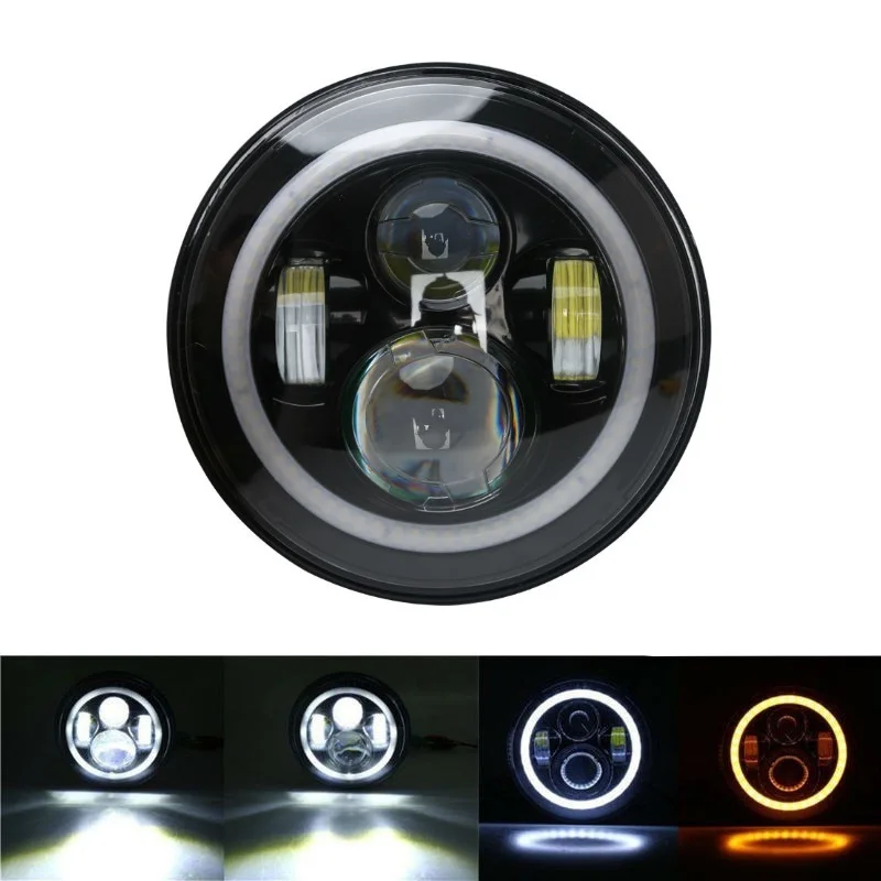 

2PCS 7" Round LED Headlight Headlamp Kit with DRL/Amber Turn Signal for 07-'17 Jeep Wrangler JK 2/4 Door Land Rover Hummer H1&H2
