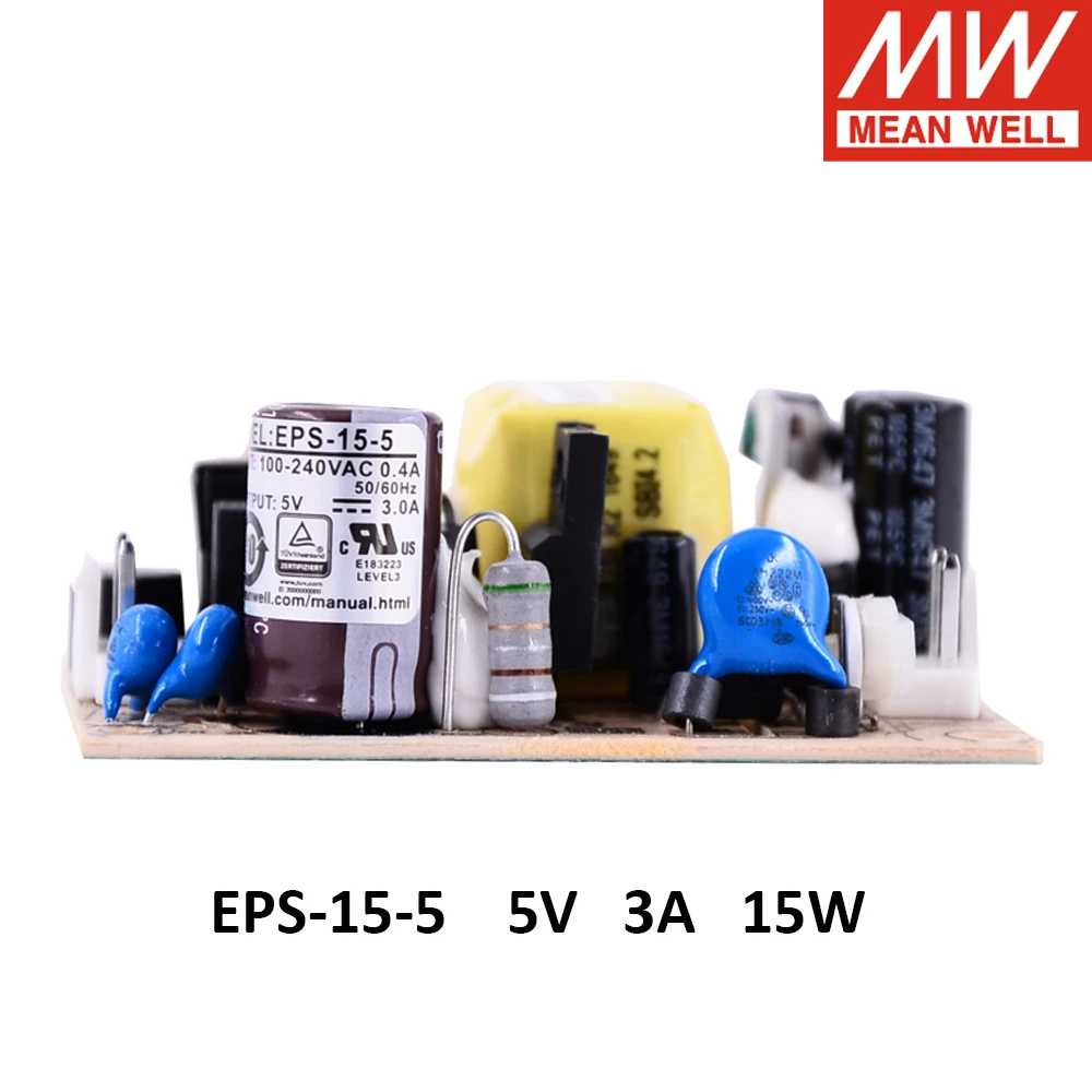 MEAN WELL EPS 15 Модель импульсного источника питания PCB 65 Вт AC DC SMPS 220 В 5 в 12 24 48 блок
