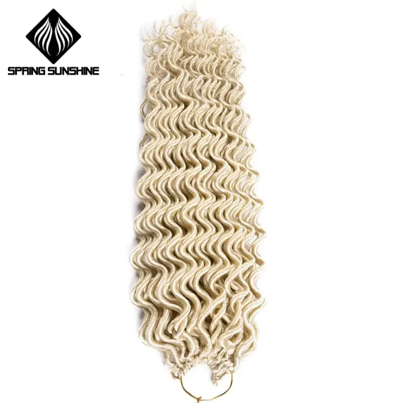 Весна солнце 18 дюймов богиня Faux locs Curly крючком косички волосы Омбре кудрявые дреды синтетические волосы для наращивания для женщин