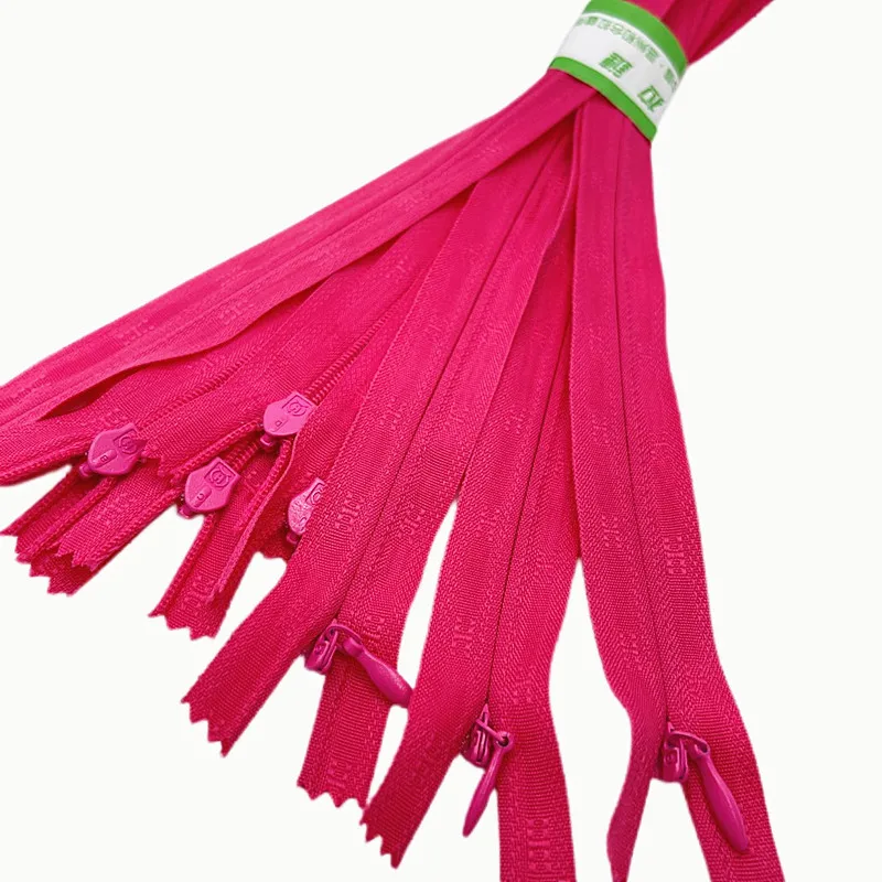 

15pcs/Pack Fushia Color 3# Total Length 28cm Invisible Zippers Nylon Coil Zipper Tailor For Handcraft Sewing Cloth Accessorie