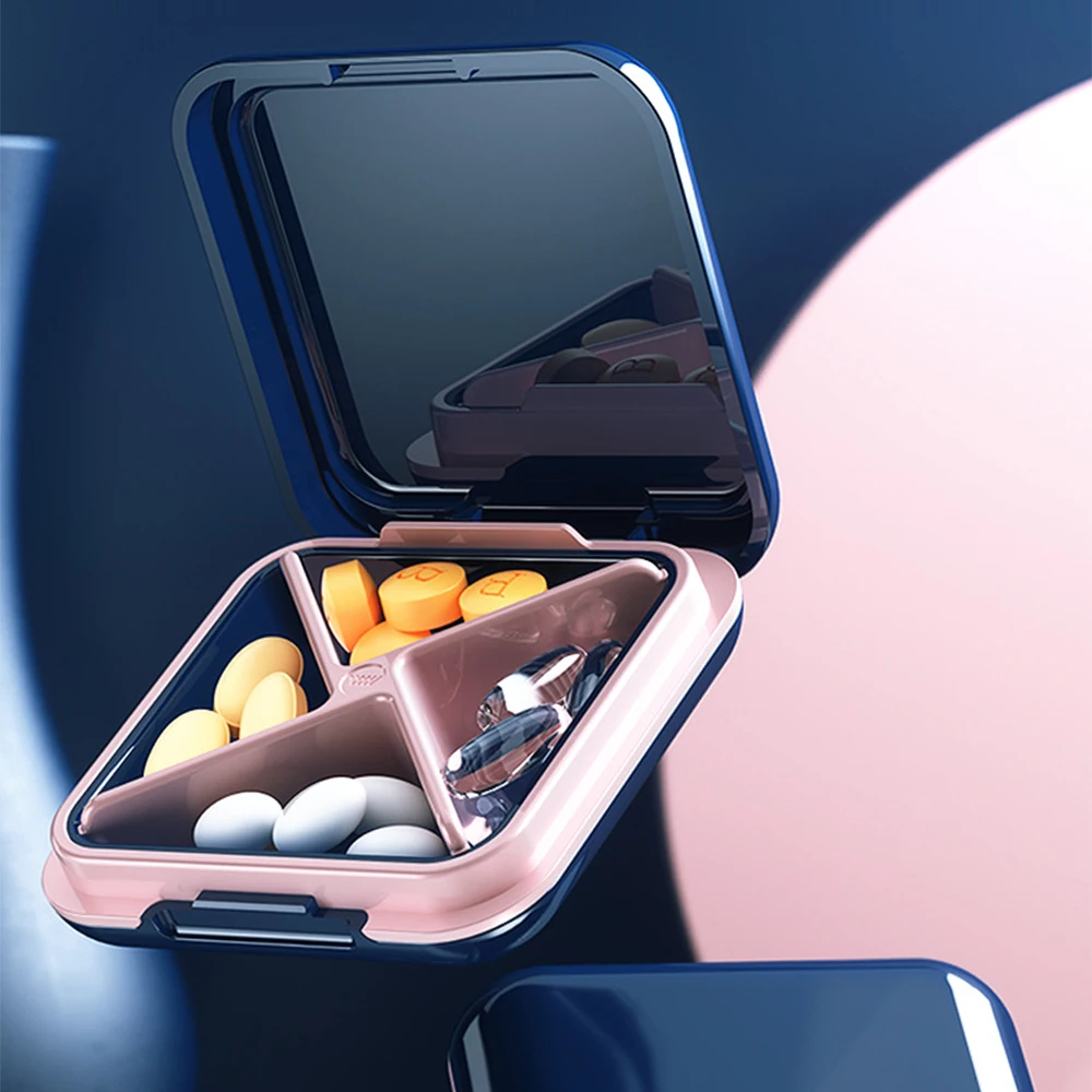 

4 Grid Waterproof Medicine Pill Box for Storage Travel Pill Case Vitamins Container Plastic Box Capsules Organizer for Tablets