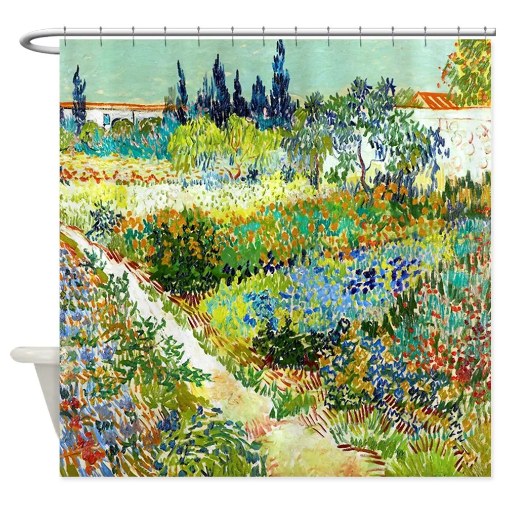 

Design Van Gogh Flower Garden Poppy Decorative Fabric Shower Curtain Bathroom Accessories Set Shower Curtain Cortina De Bano