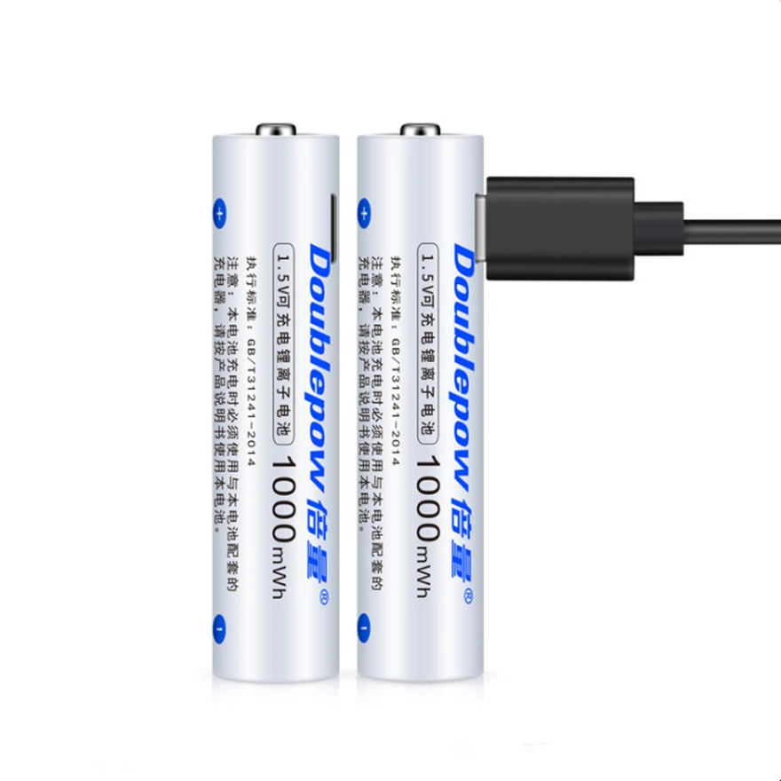 New 1.5v 1000mWh AAA rechargeable battery USB AAA rechargeable lithium battery fast charging via Micro USB cable