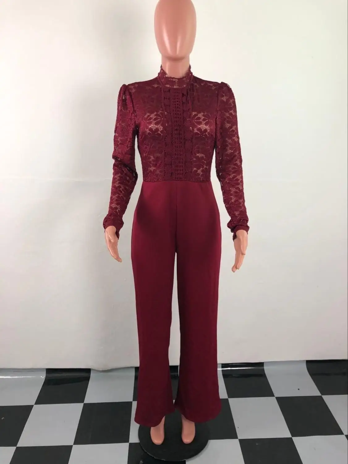 Кружевное платье в стиле пэчворк Для женщин комбинезон Повседневное с длинным