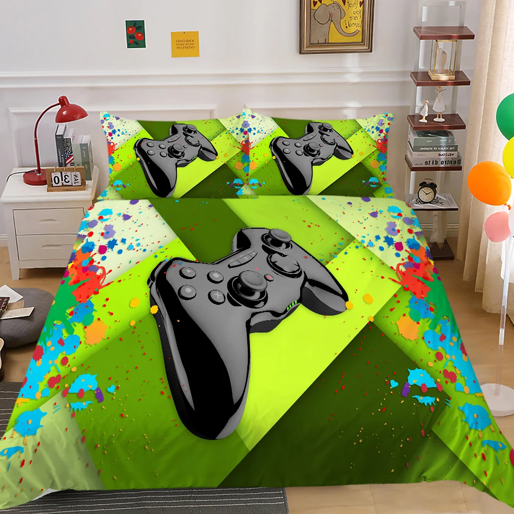 

Gamer Gamepad Game Bedding Set Boys Men Teens Bedroom Decor Gift Duvet Comforter Cover 2/3 Pieces Bedspread with Pillowcases