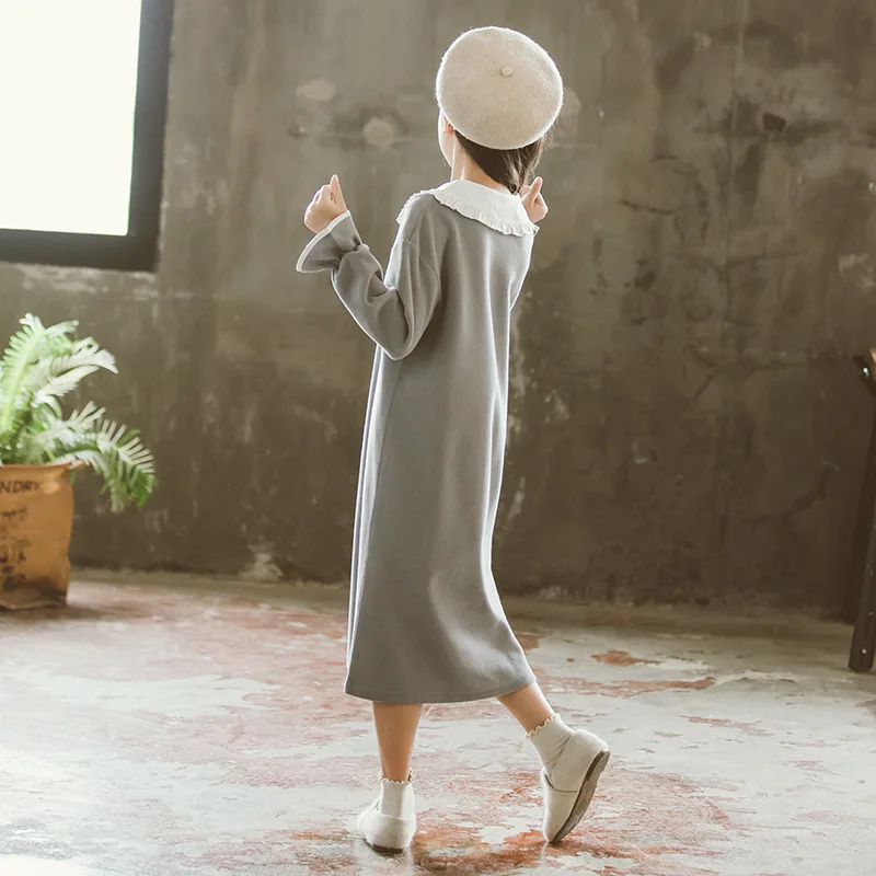 Платья для больших девочек осень 2019 детское платье с длинным рукавом осеннее