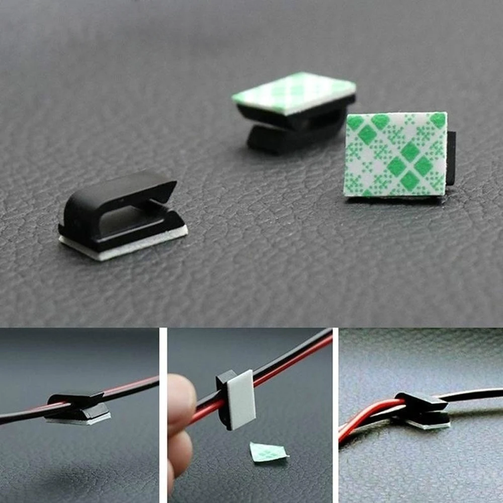 

50pcs self-adhesive Car Fixed Clip Car GPS Data Cable Light Cord Decorative Wire Fixing Organizer Wire Management Harness Clamp
