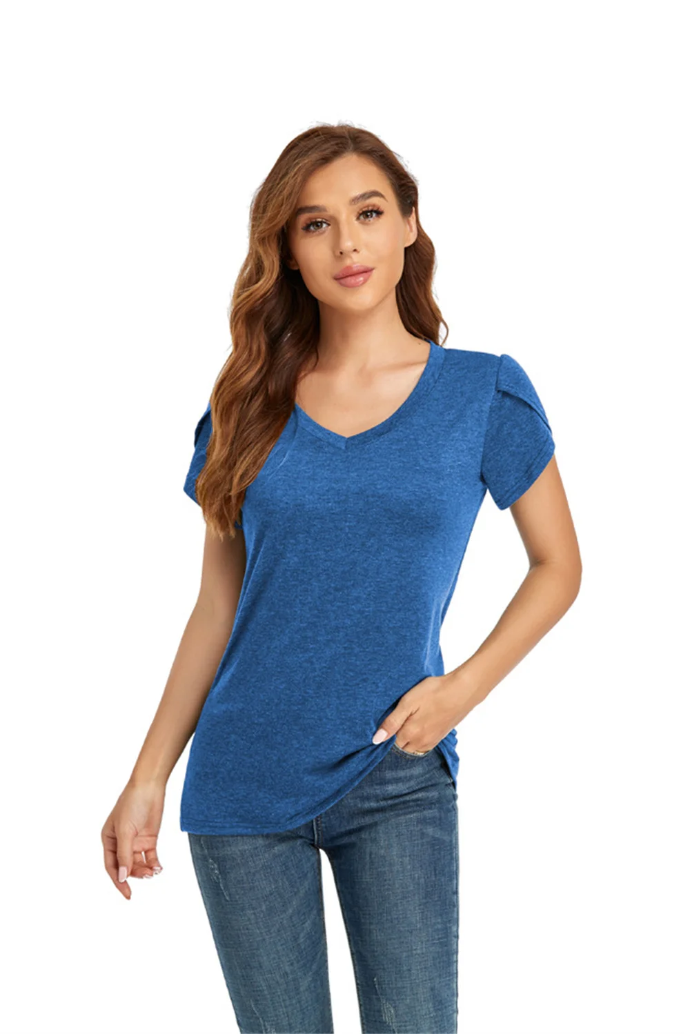 

Футболка женская с V-образным вырезом, однотонный приталенный короткий топ с коротким рукавом, уличная хипстерская одежда, рубашка