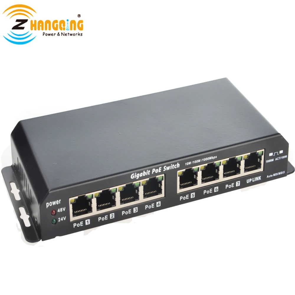 Гигабитный режим A &amp B PoE коммутатор Power Over Ethernet 802.3af 24v 48v переключатель 7 выход для