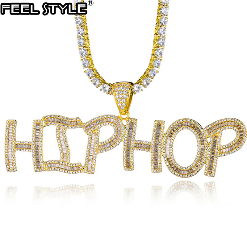 Хип-хоп индивидуальное имя букв кубический цирконий Bling багет буквы ледяной цепи