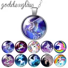 Единорог Мода для девочек подарок круглый стеклянный кабошон посеребренныйхрустальный кулон ожерелье ювелирные изделия для подарка