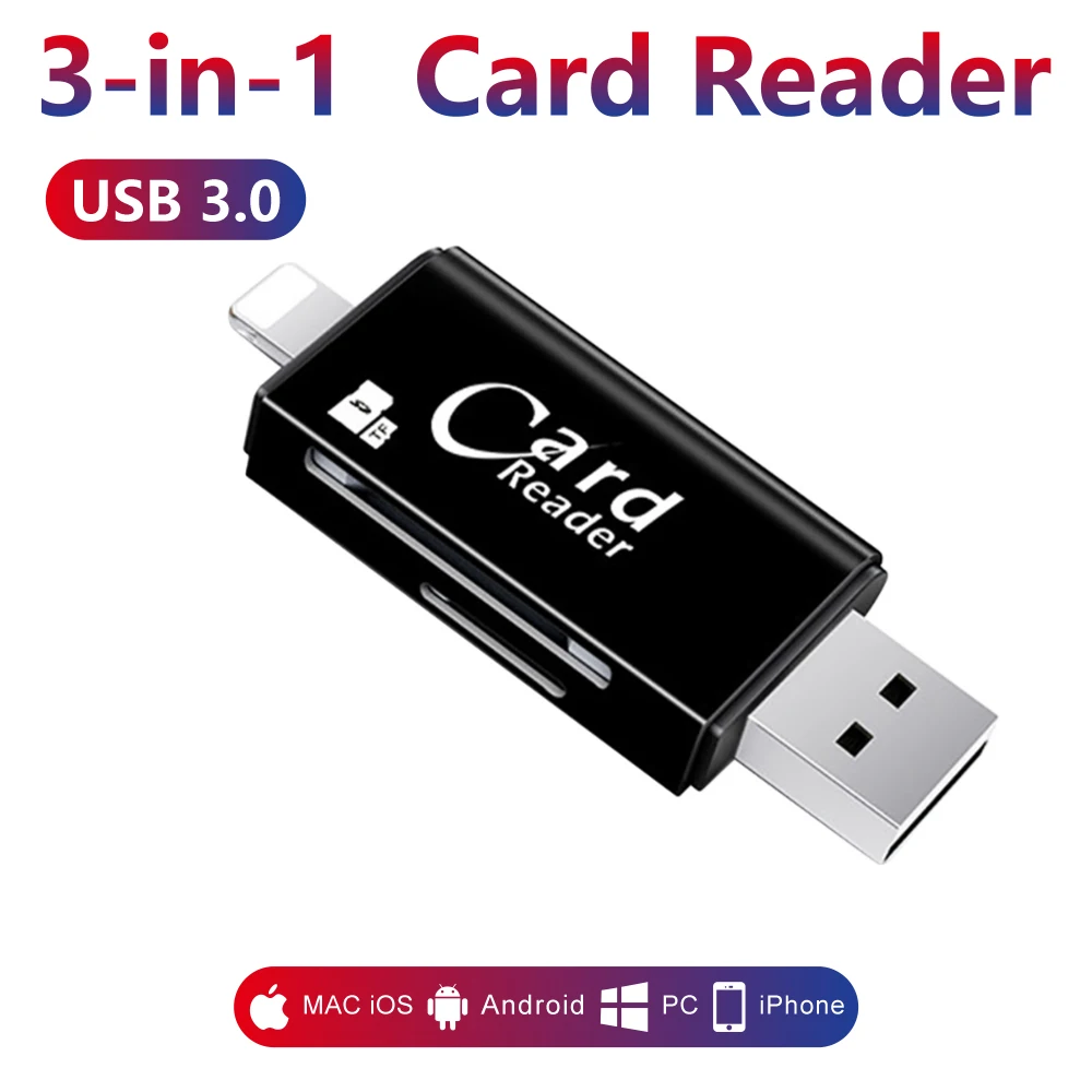Лидер продаж! 3 в 1 OTG Устройство для чтения карт памяти Micro SD TF USB кардридер адаптер