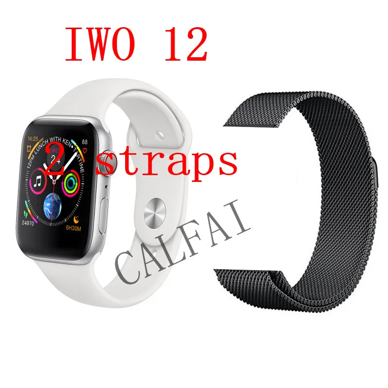 Часы 5 IWO 12 Bluetooth умные часы 1:1 умные часы 40 мм 44 мм чехол для Apple iOS Android телефон сердечного ритма PK IWO 11 - Цвет: black milan