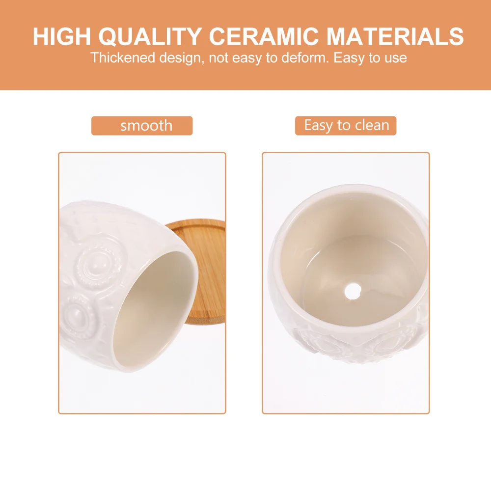 

6 Sets Creative Ceramic Flower Container Owl Pattern Balcony Decoration