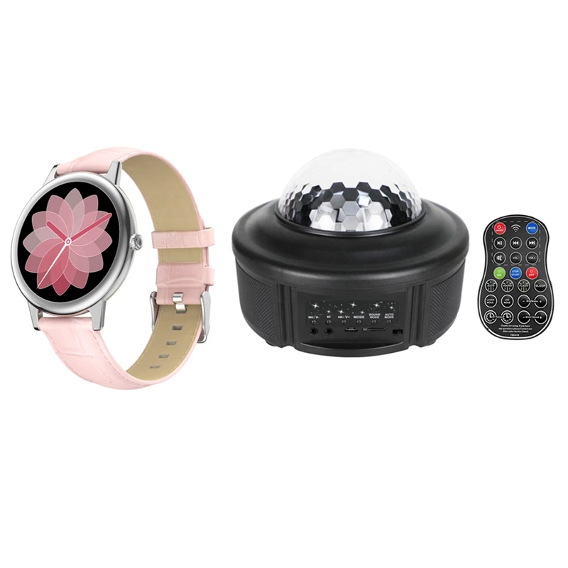 

E10 Ultra Thin Smart Watch Women Pink & Star Projector Night Light With Bluetooth Speaker, Sky Galaxy Projector