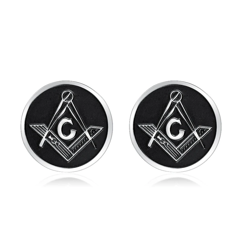 Masonic Signet Cufflinks For Men T-Shirts Black Enamel Freemason Logo 316l stainless steel Windding | Украшения и аксессуары