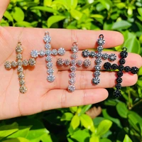 5pcs religious cross pendants for women bracelets men necklace making bling zirconia charms handmade jewelry accessory wholesale