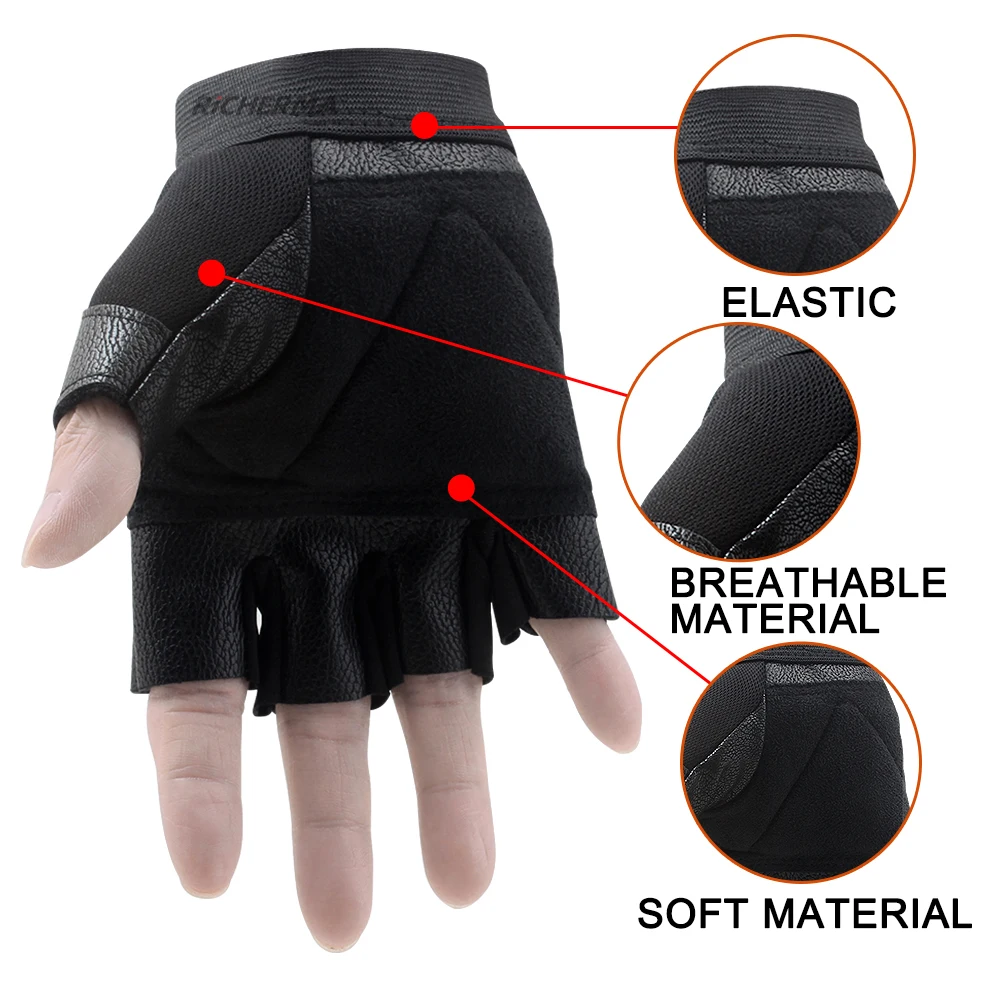 Перчатки мужские кожаные защитные мотоциклетные митенки без пальцев для езды на