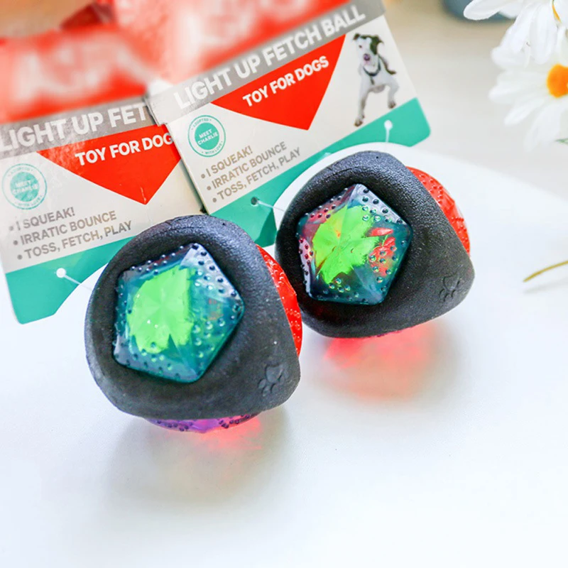 

Pet luminous ball Toys Bite Resistant Leisure Interactive Training Sound Luminous Black Balls Puppy Funny Molar Tooth toy