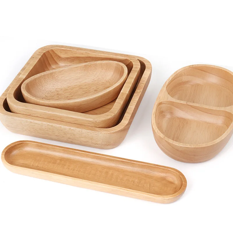 

Appetizer Serving Trays Pan Bowls Home Decorative Wooden Salad Snack Plate Dessert Fruit Platter Dish Plates Wood Jewelry Trays