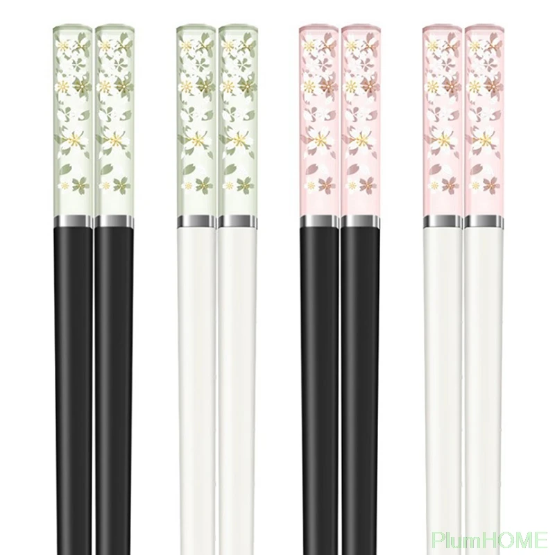 

Amber Cherry Blossom Alloy Chopsticks Chinese Chopsticks Reusable Tableware